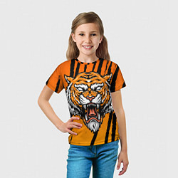 Футболка детская Разгневанный тигр голова, цвет: 3D-принт — фото 2