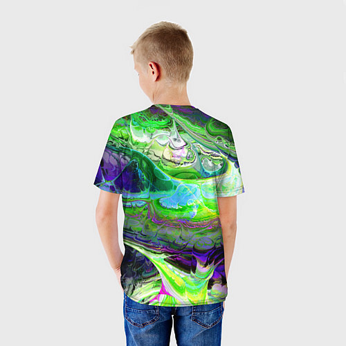 Детская футболка ТОКСИЧНЫЕ ОТХОДЫ НЕОНОВЫЙ ЗАЛИВ / 3D-принт – фото 4