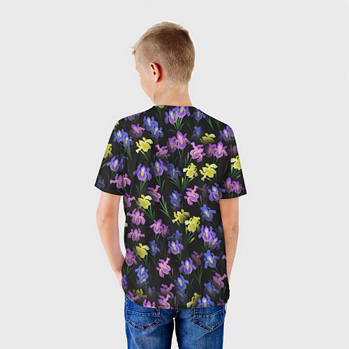 Детская футболка Ночные ирисы / 3D-принт – фото 4