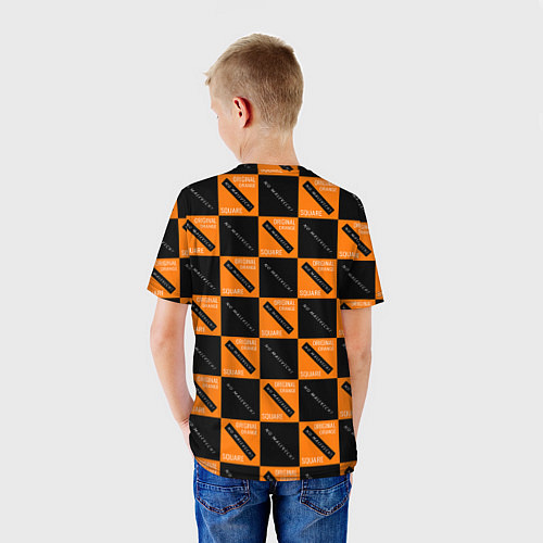 Детская футболка Black Orange Squares / 3D-принт – фото 4