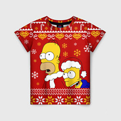 Детская футболка Новогодний Гомер и Барт Симпсоны