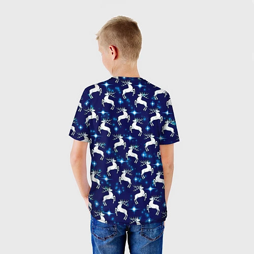 Детская футболка Новогодние олени и звезды / 3D-принт – фото 4