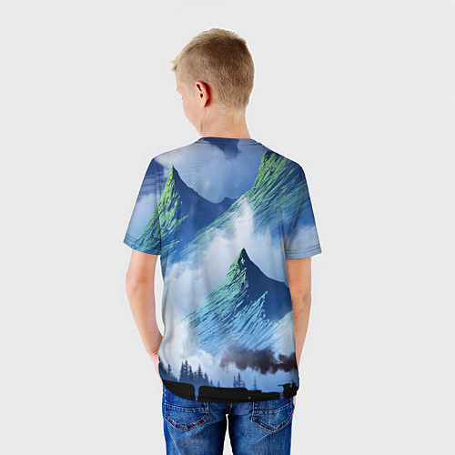 Детская футболка Поезд в горах / 3D-принт – фото 4