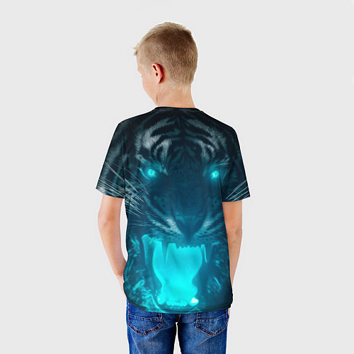 Детская футболка Неоновый водяной тигр 2022 / 3D-принт – фото 4