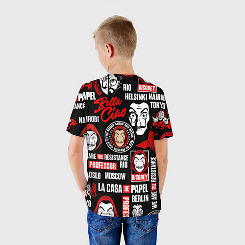 Детская футболка БУМАЖНЫЙ ДОМ ЛОГОБОМБИНГ LA CASA DE PAPEL / 3D-принт – фото 4