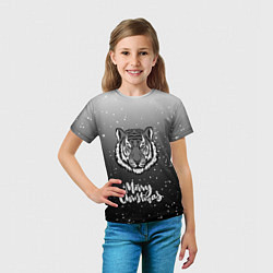 Футболка детская Merry Christmas Год Тигра 2022, цвет: 3D-принт — фото 2