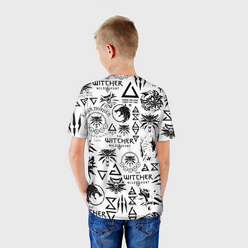 Детская футболка THE WITCHER LOGOBOMBING ЧЁРНО БЕЛЫЙ ВЕДЬМАК ПАТТЕР / 3D-принт – фото 4