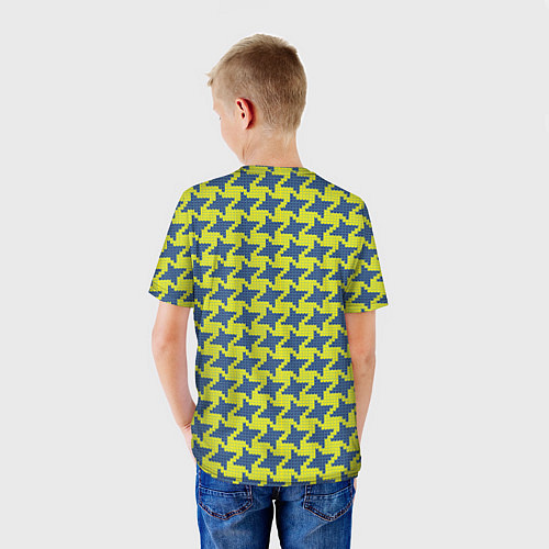 Детская футболка Сине-желтые гусиные лапки / 3D-принт – фото 4