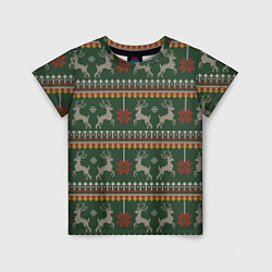 Детская футболка Новогодний свитер c оленями 1
