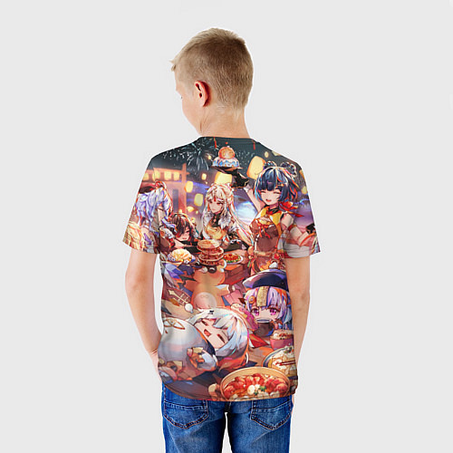 Детская футболка Новый год в геншин импакте все герои / 3D-принт – фото 4