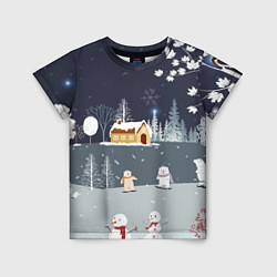 Детская футболка Снеговики и Мишки 2022