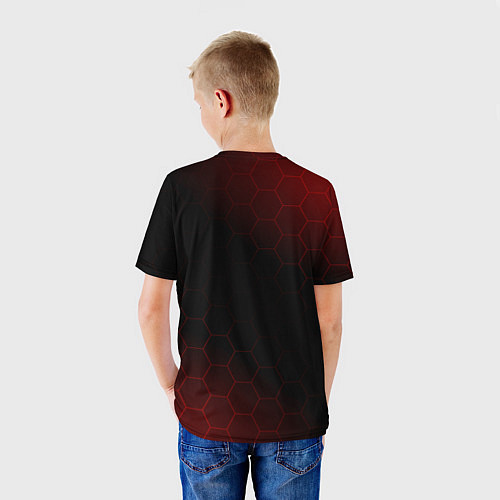 Детская футболка Ситроен, Citroen Красно черный соты / 3D-принт – фото 4