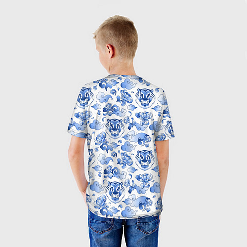 Детская футболка Гжель Тигр и узоры / 3D-принт – фото 4