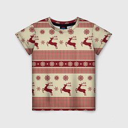 Детская футболка Вязанный узор с оленями