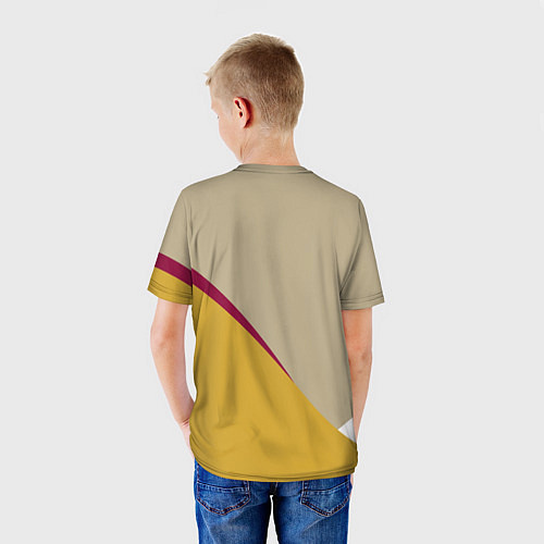 Детская футболка Линии На бежевом Фоне / 3D-принт – фото 4