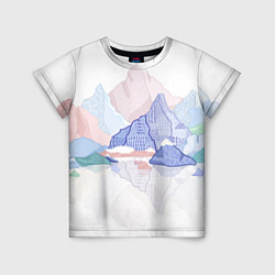 Детская футболка Разноцветные пастельные оттенки гор в отражении во