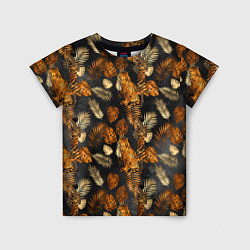 Детская футболка Тигры и листья Тропики