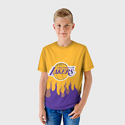 Футболка детская LA LAKERS NBA FIRE ЛЕЙКЕРС ОГОНЬ, цвет: 3D-принт — фото 2