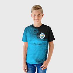 Футболка детская Manchester City голубая форма, цвет: 3D-принт — фото 2