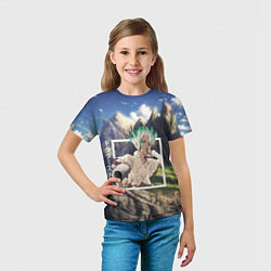 Футболка детская Доктор Стоун Dr Stone, Сэнку Ишигами Ishigami Senk, цвет: 3D-принт — фото 2