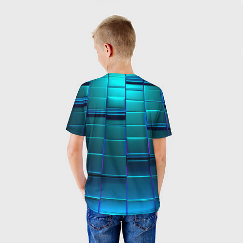 Детская футболка 3D квадраты неоновые / 3D-принт – фото 4