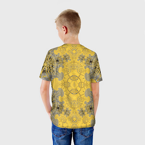 Детская футболка Коллекция Фрактальная мозаика Желтый на черном 573 / 3D-принт – фото 4