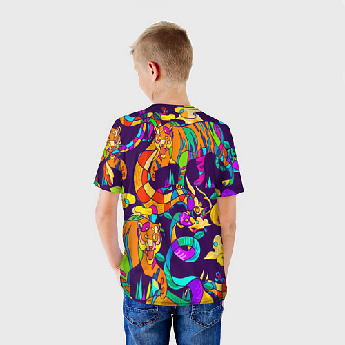 Детская футболка Все смешалост-тигры,змеи / 3D-принт – фото 4