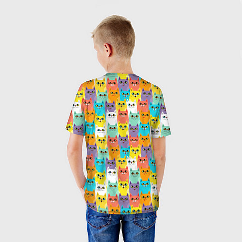 Детская футболка Разноцветные Мультяшные Котики / 3D-принт – фото 4
