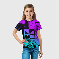 Футболка детская GEOMETRY DASH NEON LEVELS SMILE, цвет: 3D-принт — фото 2