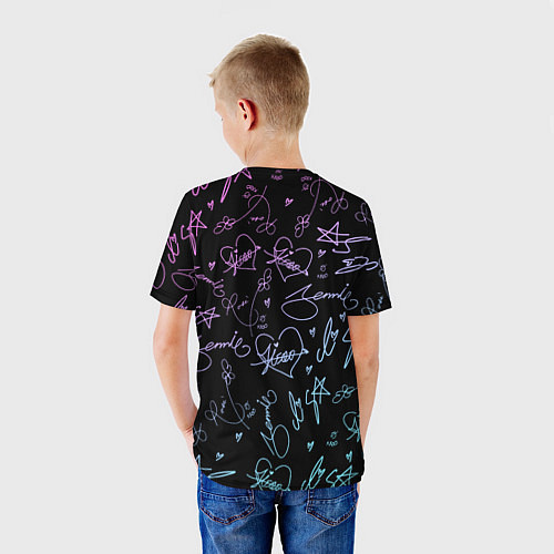 Детская футболка NEON BLACKPINK АВТОГРАФЫ / 3D-принт – фото 4
