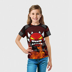 Футболка детская GEOMETRY DASH DEMON FIRE SMILE, цвет: 3D-принт — фото 2