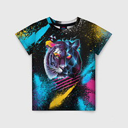 Детская футболка Забрызганный тигр