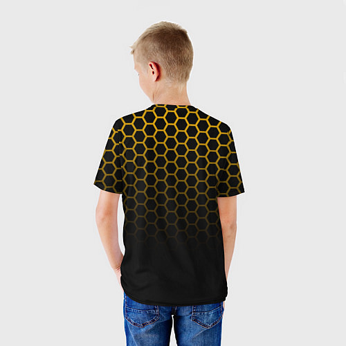 Детская футболка Неоновая кольчуга Gold neon / 3D-принт – фото 4
