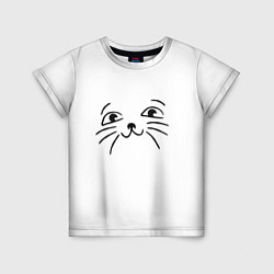 Детская футболка Милый котик на белом