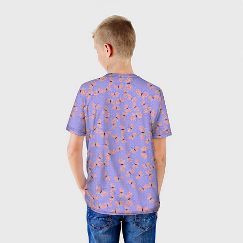 Детская футболка Бабочки паттерн лиловый / 3D-принт – фото 4
