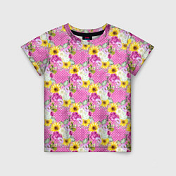 Детская футболка Полевые фиолетовые и желтые цветочки