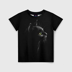 Детская футболка Черный кот на черном фоне