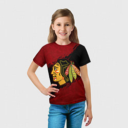 Футболка детская Chicago Blackhawks, Чикаго Блэкхокс, цвет: 3D-принт — фото 2