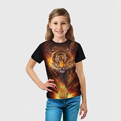 Футболка детская Огненный тигр Сила огня, цвет: 3D-принт — фото 2