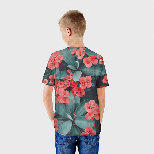 Детская футболка Красивые Цветы на Зеленом дереве / 3D-принт – фото 4