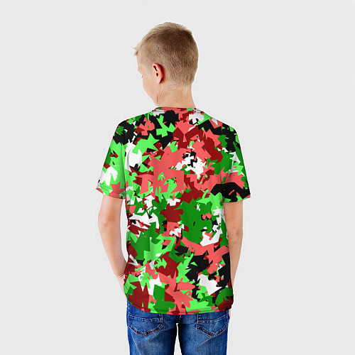 Детская футболка Красно-зеленый камуфляж / 3D-принт – фото 4