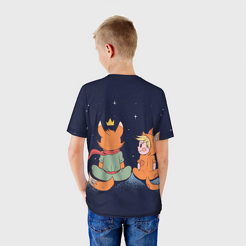 Детская футболка Маленький принц и лис смотрят на небо / 3D-принт – фото 4