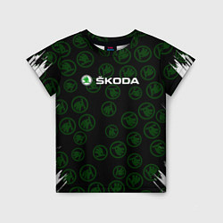 Детская футболка Skoda паттерн логотипов