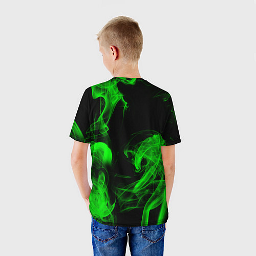 Детская футболка Skoda: Green Smoke / 3D-принт – фото 4