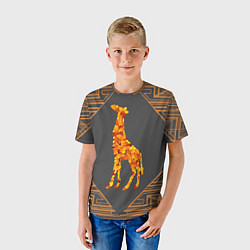 Футболка детская Жираф из листьев, цвет: 3D-принт — фото 2