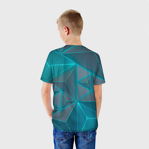 Детская футболка Tesla неоновые треугольники / 3D-принт – фото 4