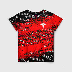 Детская футболка Tesla - Следы от колес