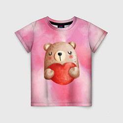 Детская футболка Медвежонок с сердечком День влюбленных