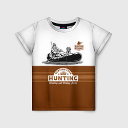 Детская футболка Охотник на уток в лодке с собакой