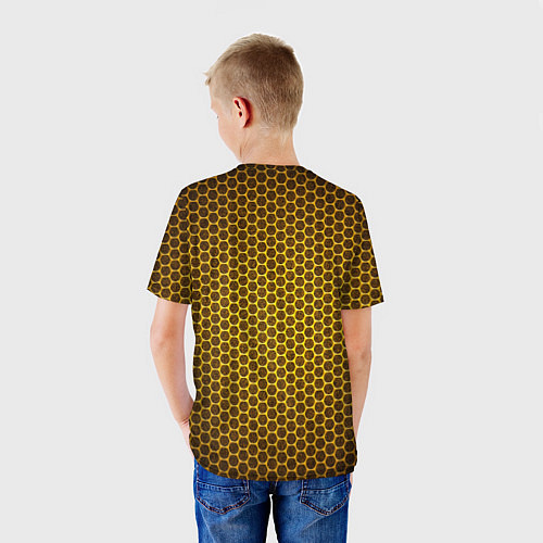 Детская футболка Lamborghini gold соты / 3D-принт – фото 4
